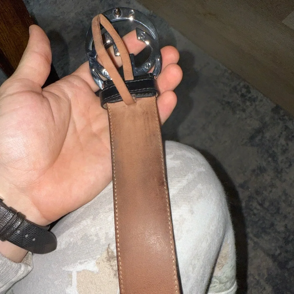 Gucci GG Monogram Print Interlocking G Buckle Black Belt - Picture 3 of 8